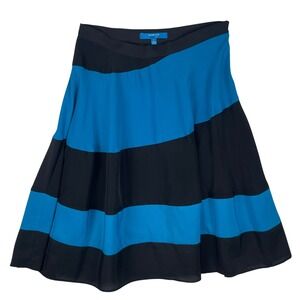 Derek Lam Colorblock Midi Skirt A-Line Blue Black Size 2